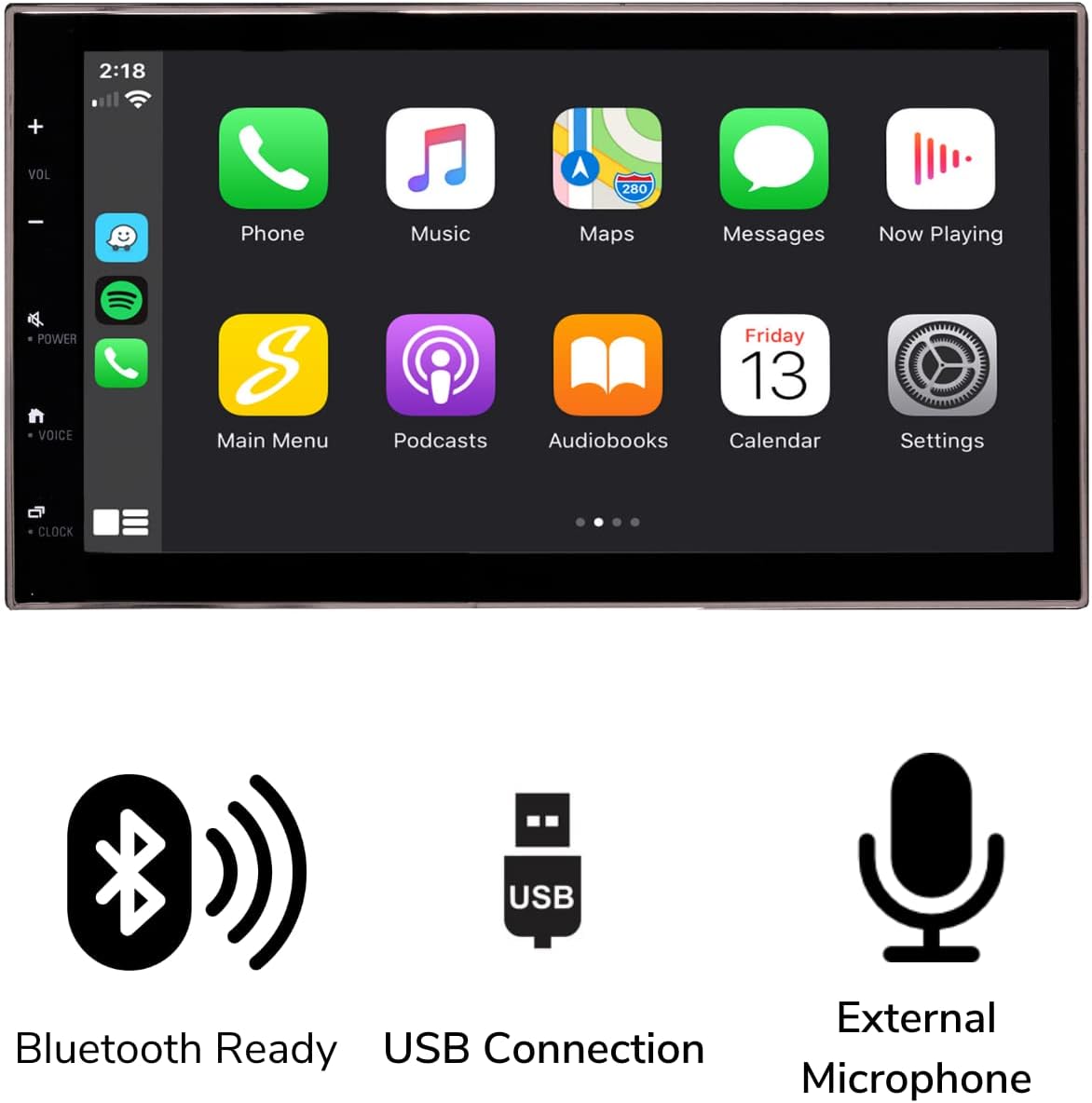 Double Din Radio Kit with Touchscreen, CarPlay, Android Auto, Bluetooth U564730