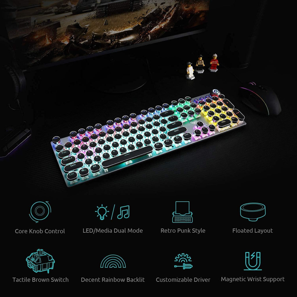 Retro Mechanical Gaming Keyboard with Wrist Rest and RGB Backlit L859
