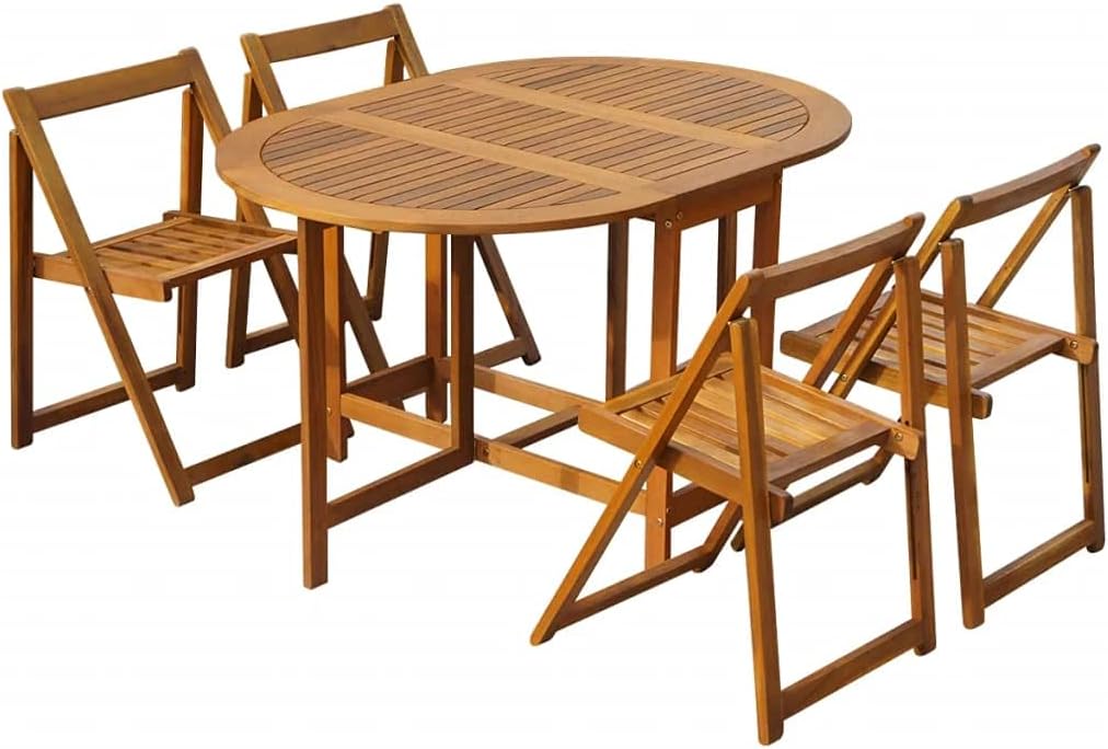 5 Piece Solid Acacia Wood Folding Outdoor Dining Set F277487