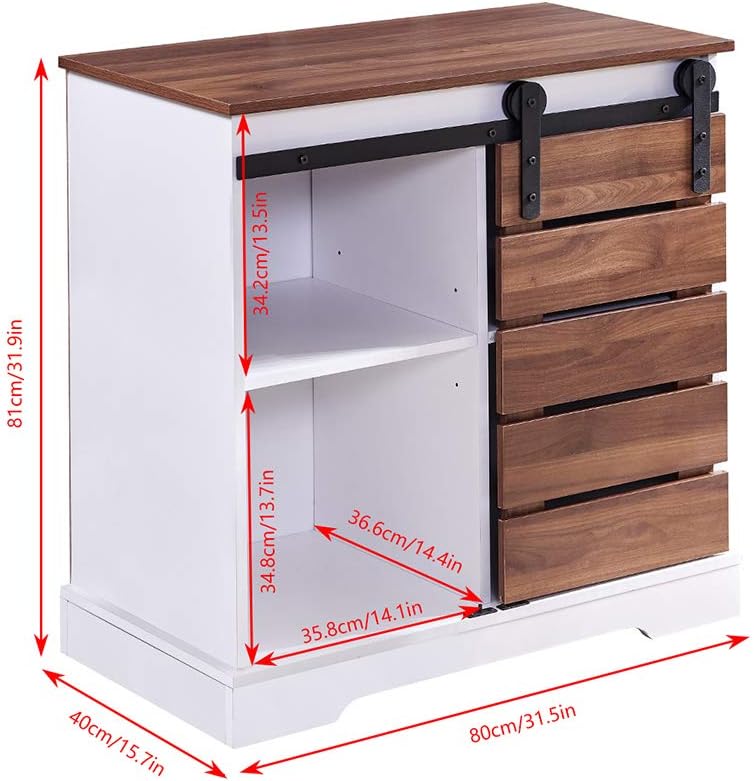 Wooden Storage Cabinet with Sliding Door and 2 Layer Shelf A828205