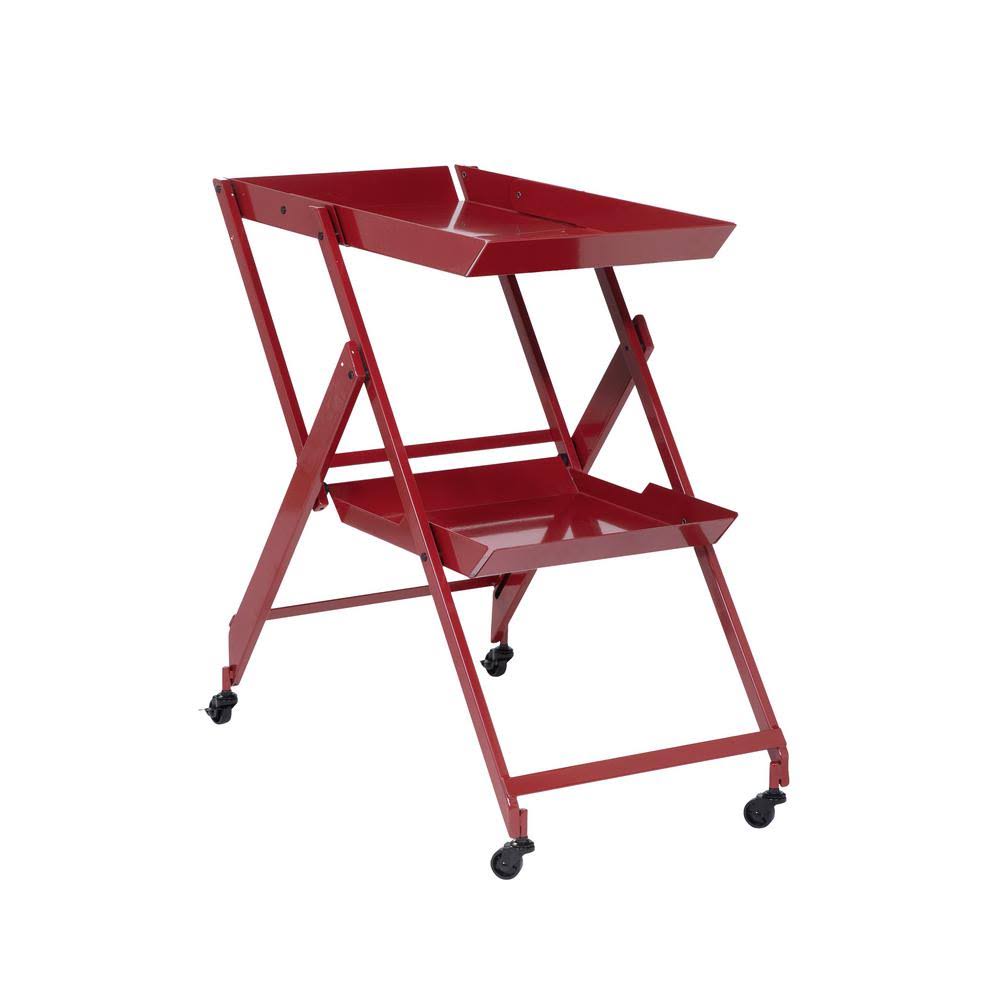 Red 2-Shelf Serving Cart L9559