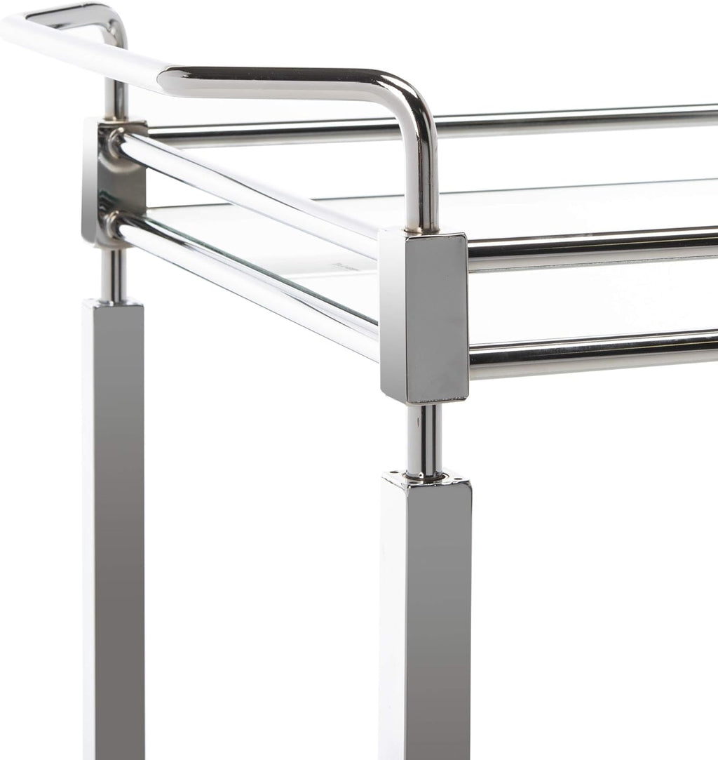 Chrome and Tempered Glass 2-Tier Bar Cart P39567