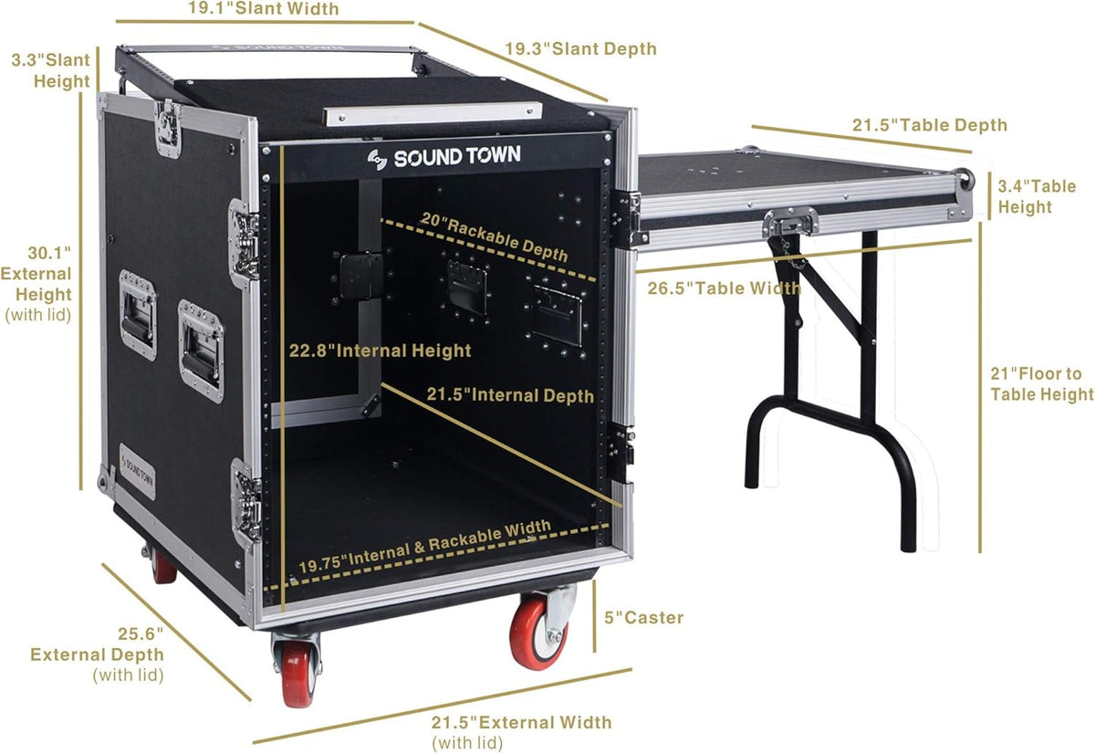14U PA DJ Rack/Road ATA Case with 11U Slant Mixer Top Y9361