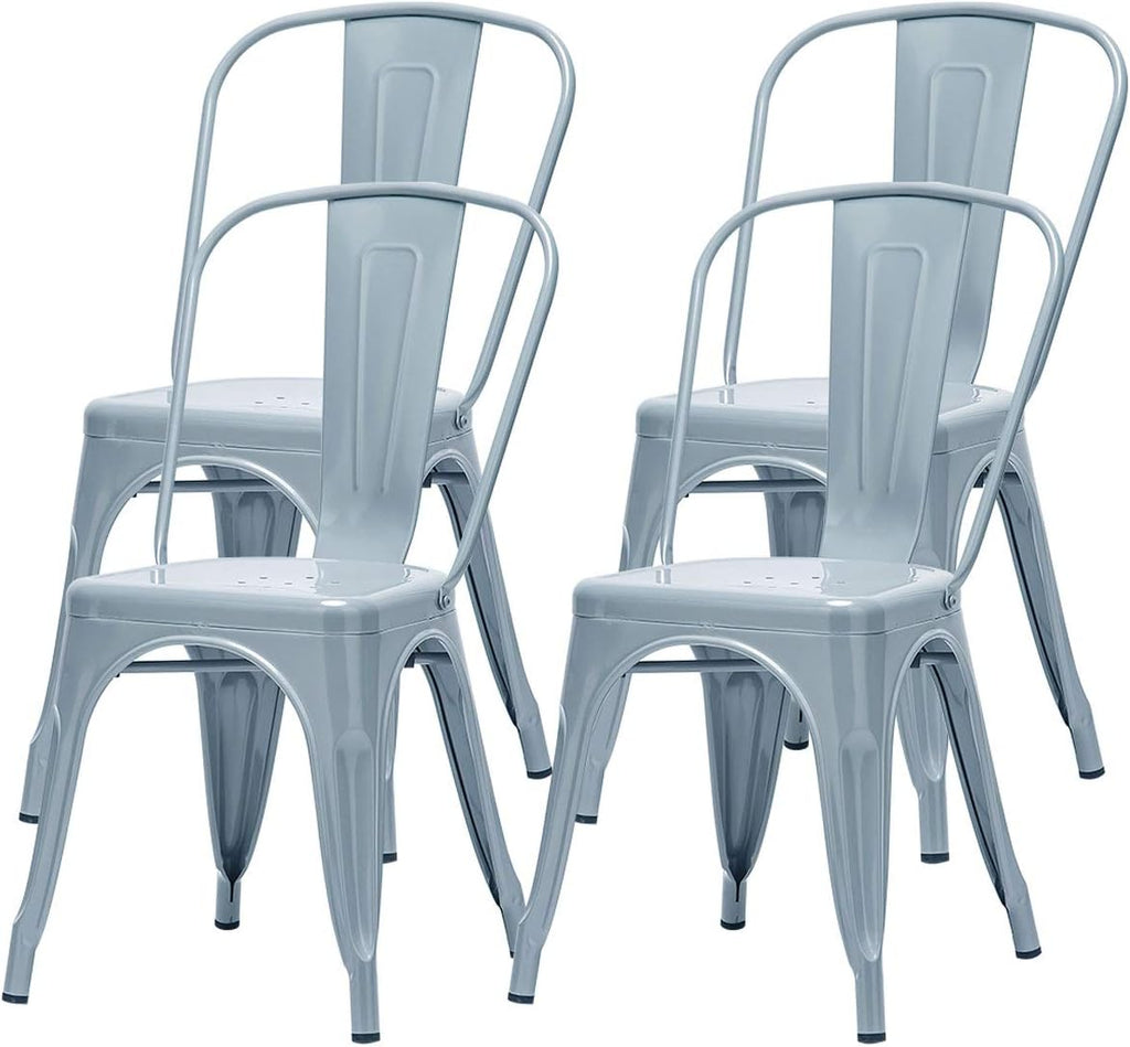 Black Metal Stackable Dining Chairs Set of 4 R920