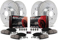 Front and Rear Carbon Fiber Brake Pads with Drilled & Slotted Brake Rotors Kit G23606