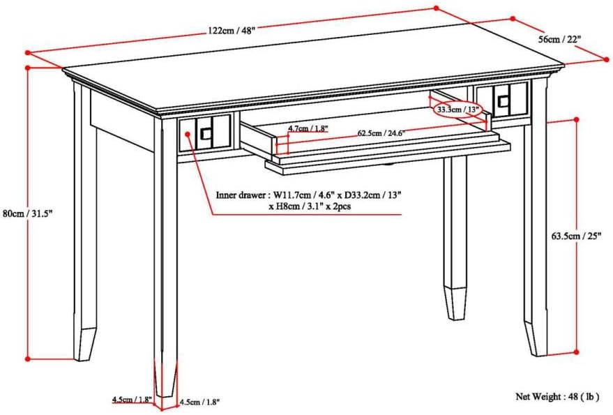 48 inch Solid Wood Desk with 2 Drawers Q128