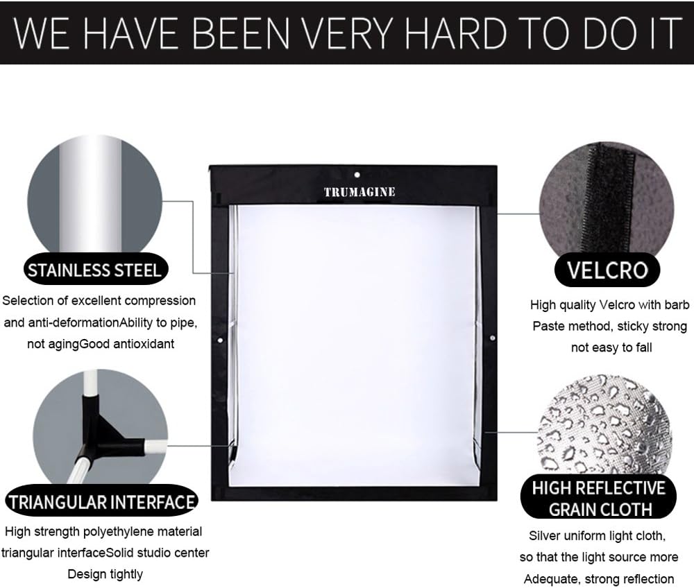 LED Studio Lightbox with 3 Colors Backdrops and Carrying Bag G170