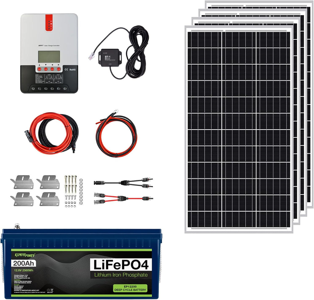 12V 100Ah LiFePO4 Solar Power Kit with 400W Panels and 30A MPPT Controller N71051