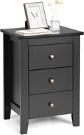 Black 3 Drawer Wood Nightstand V86491