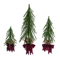 Green and Brown Christmas Tree Tabletop Decors Set of 3 W8941