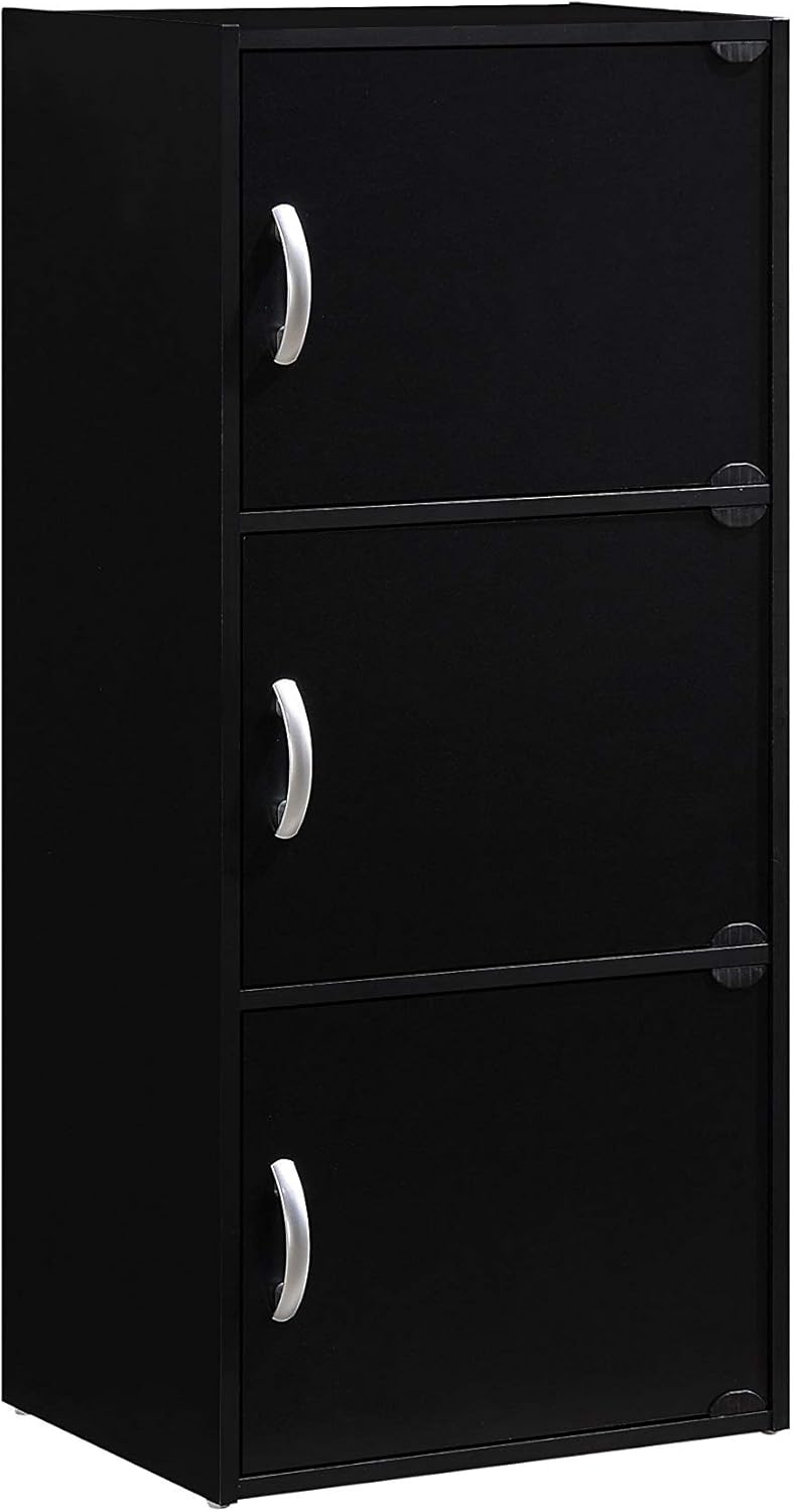 3-Shelf Black Bookcase Cabinet L413712