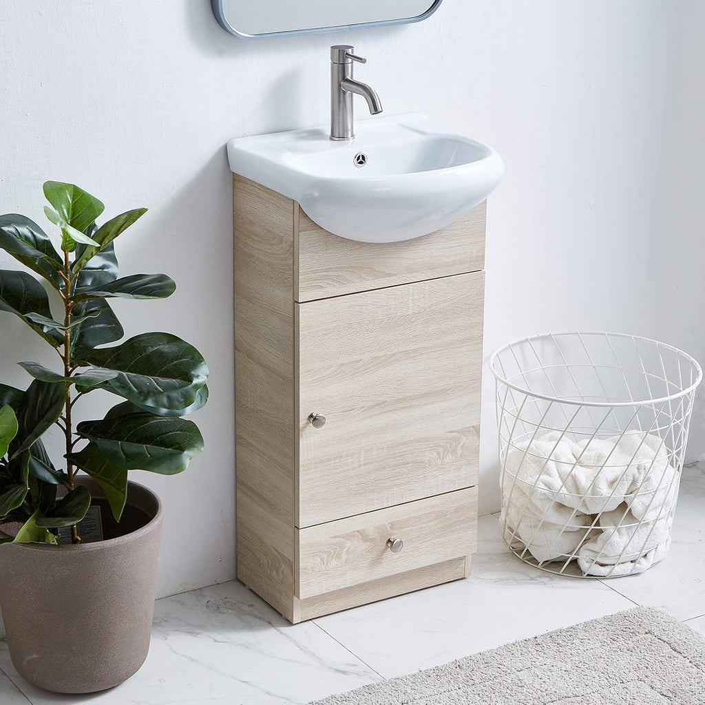 18 Inch White Bathroom Vanity Set with Ceramic Sink J48549