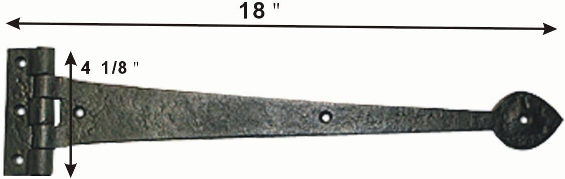 Black 18 Inches Wrought Iron Door Hinges Pack of 2 E620126