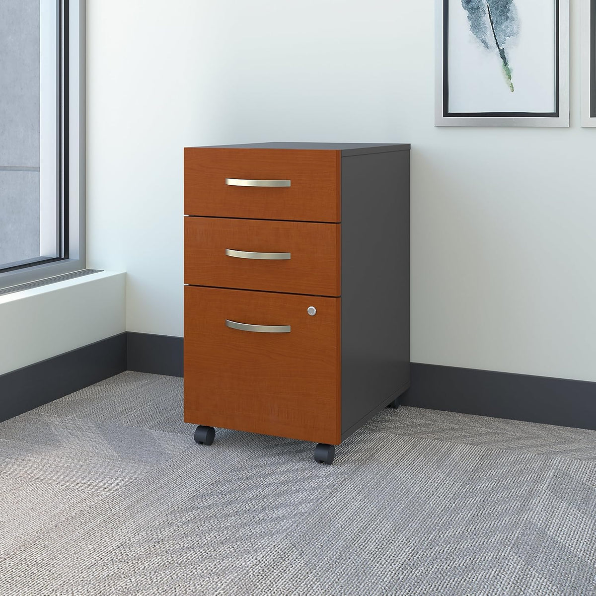3 Drawer Mobile File Cabinet in Hansen Cherry G594