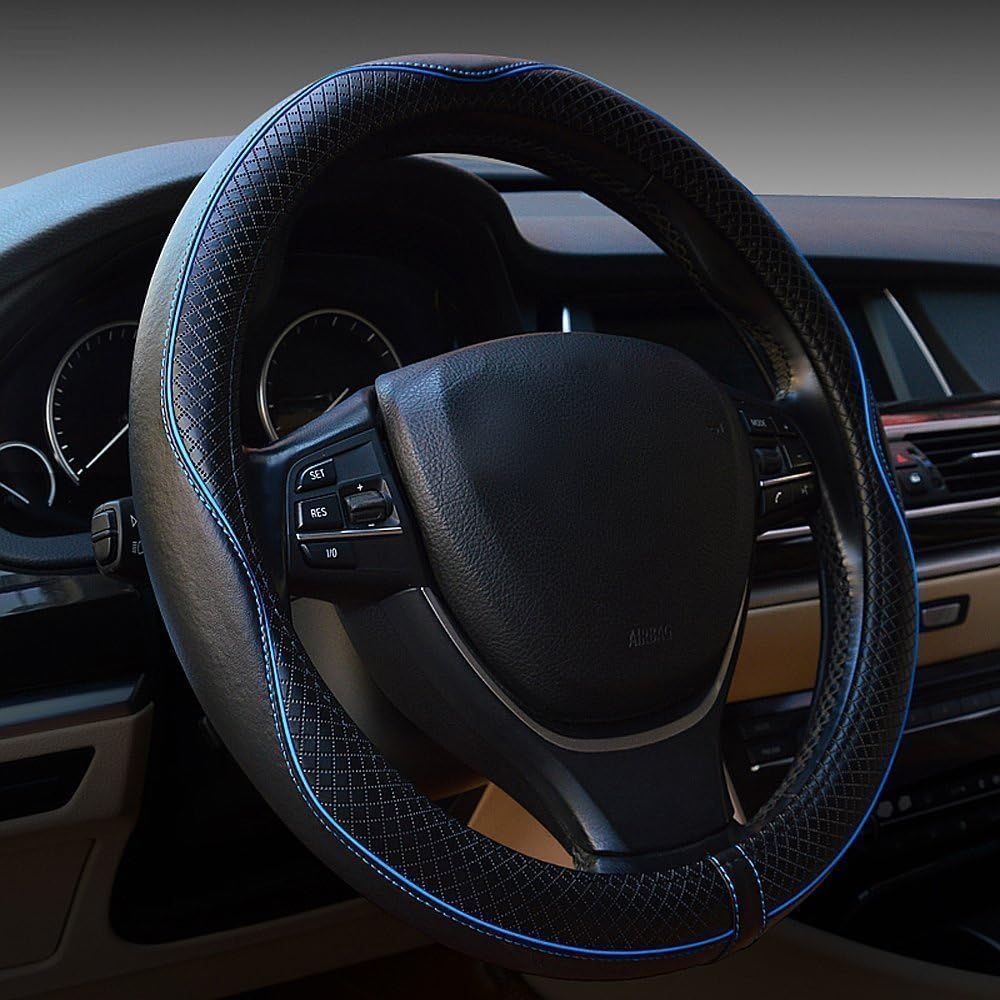 Black Anti-Slip Breathable Steering Wheel Cover R6867