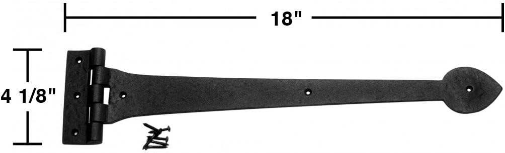 Black 18 Inches Wrought Iron Door Hinges Pack of 2 E620126