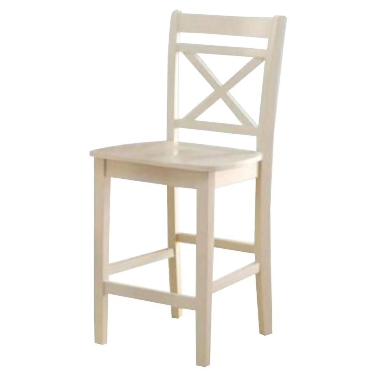 Wood Counter Height Chair with Cross Back Cream Set of 2 Q184