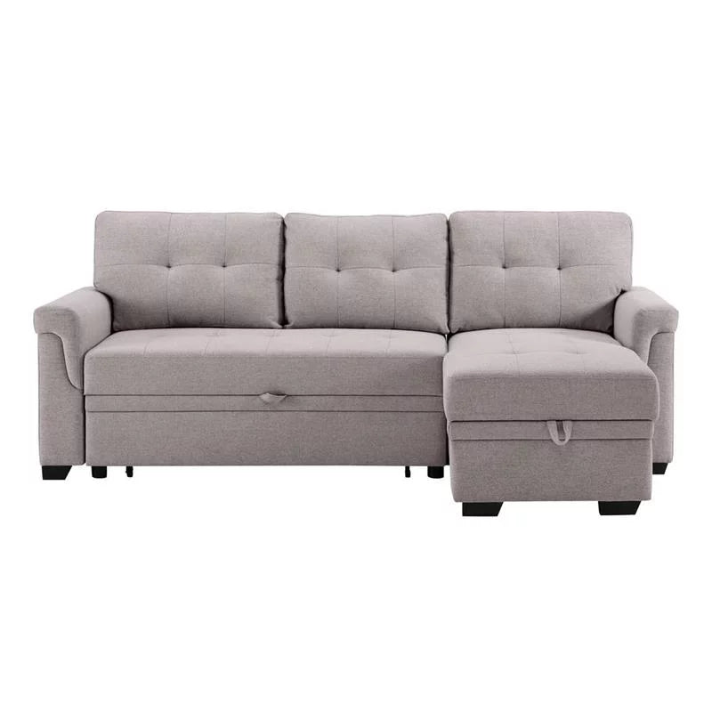Light Gray Linen Reversible Sleeper Sofa U121703