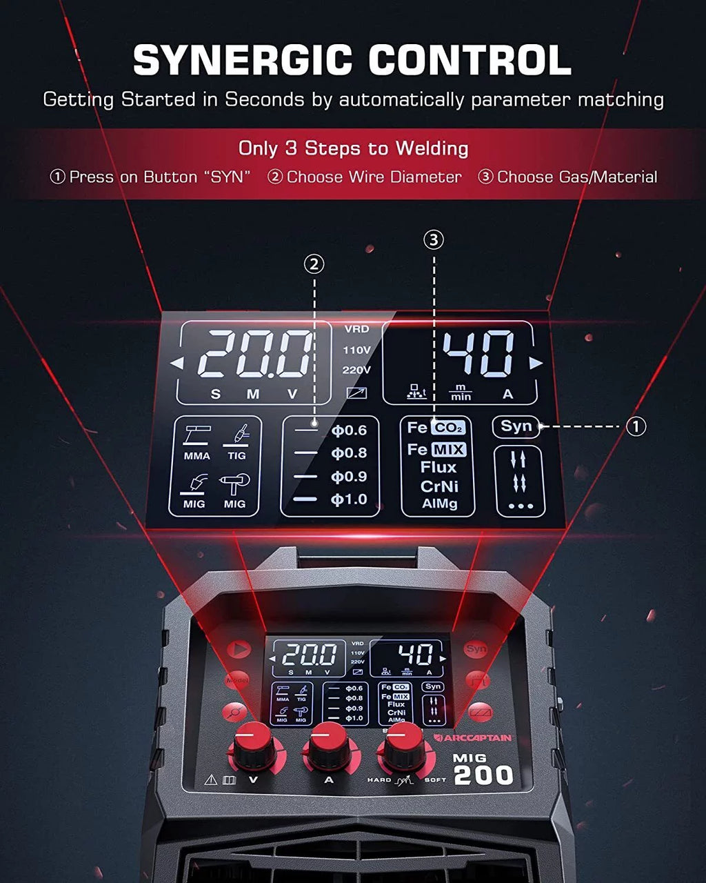 200Amp 110V/200V 6 in 1 Multi Process Welding Machine O904