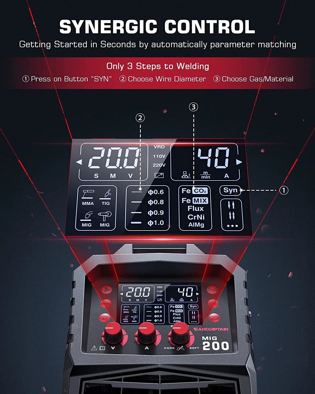 200Amp 110V/200V 6 in 1 Multi Process Welding Machine O904