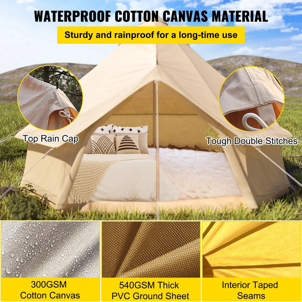 Canvas Bell Tent with Stove Jacket Waterproof 4 Seasons O158957