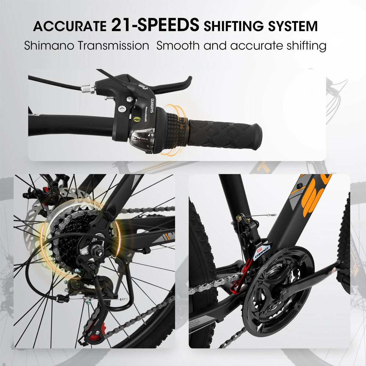 24 inch Mountain Bike with 21 Speed Drive, Dual Disc Brake, Front Suspension X814971