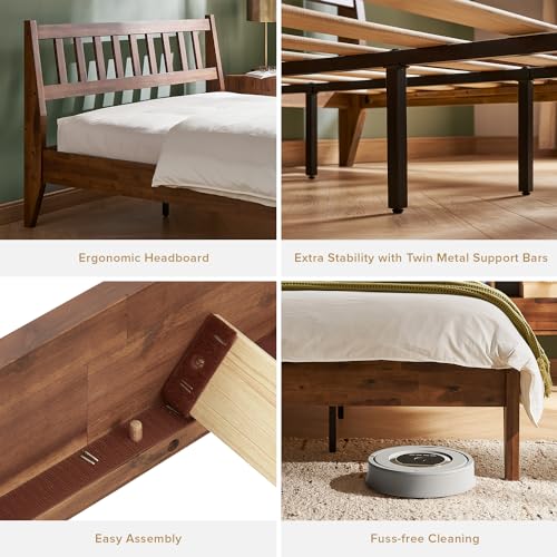 Queen Solid Wood Platform Bed Frame with Headboard M277968