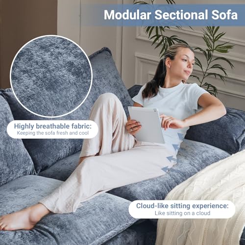 87" Convertible L-Shaped Sectional Sofa with Ottoman K828791