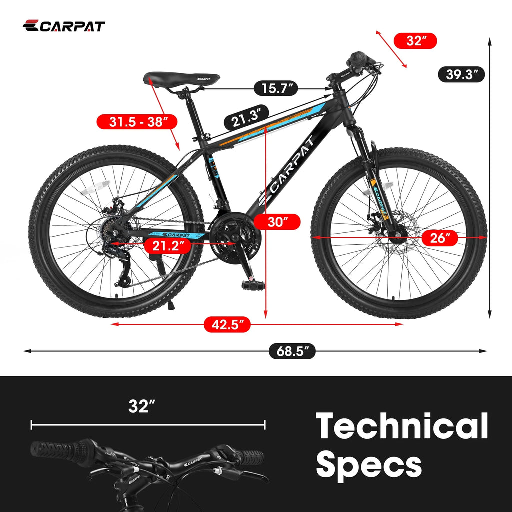 26 inch Mountain Bike with 21 Speed & Disc Brakes D898