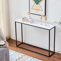 Modern Console Table with White Marble Top and Black Metal Legs X1309