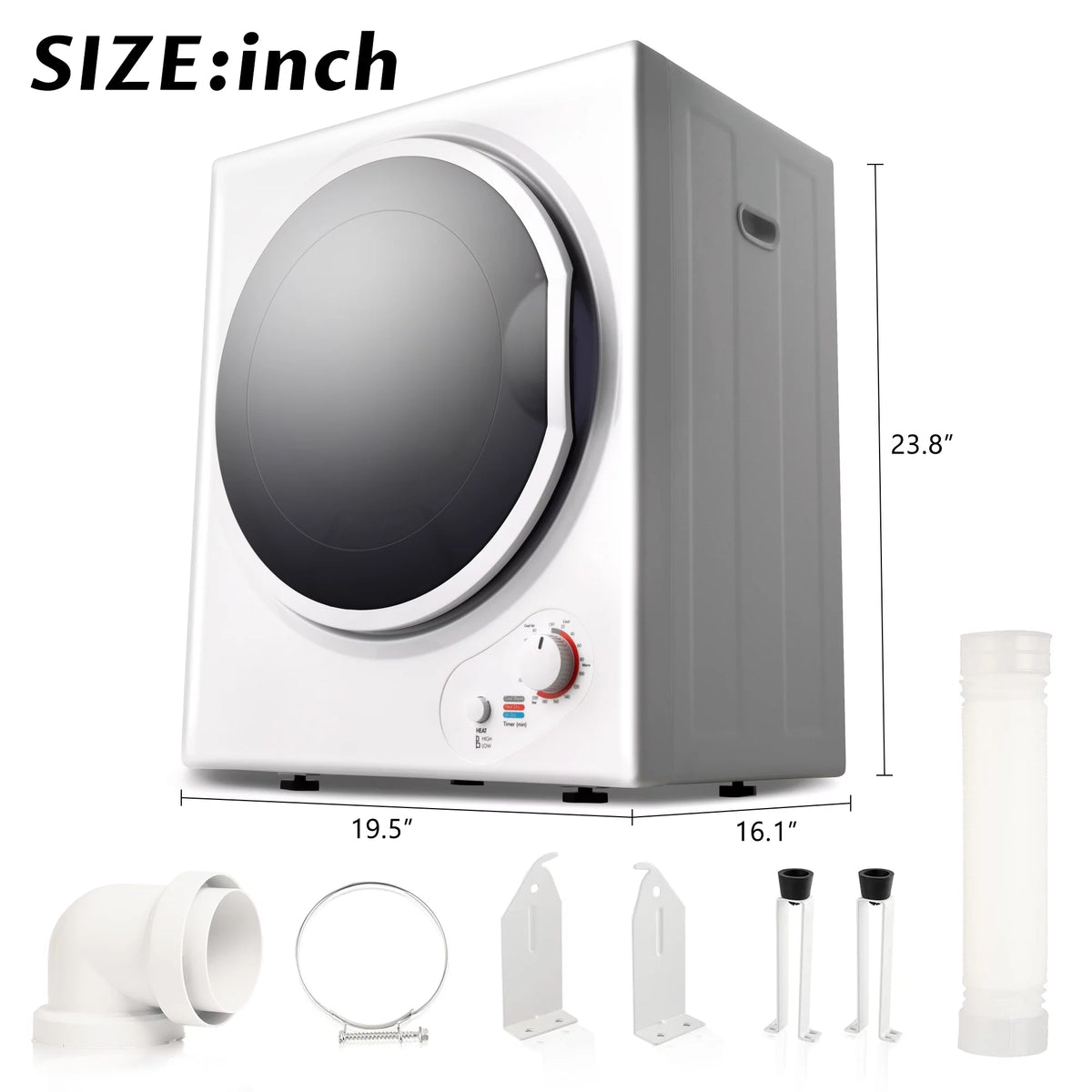 1.5 Cu.ft Compact Portable Laundry Dryer with 5 Drying Modes B982