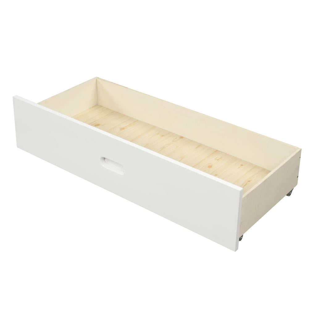 White Full Wood Platform Bed with Two Drawers U4834