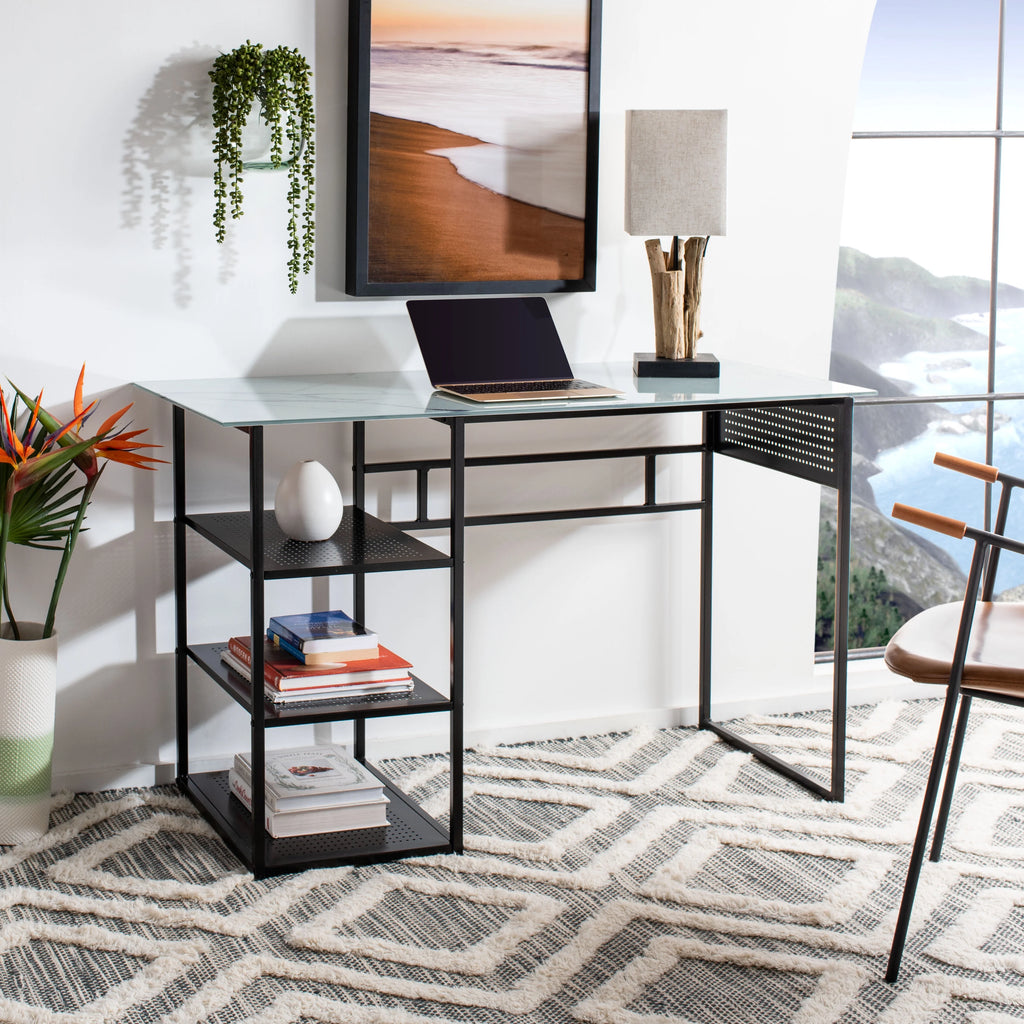 White Marble Glass Writing Desk M64949