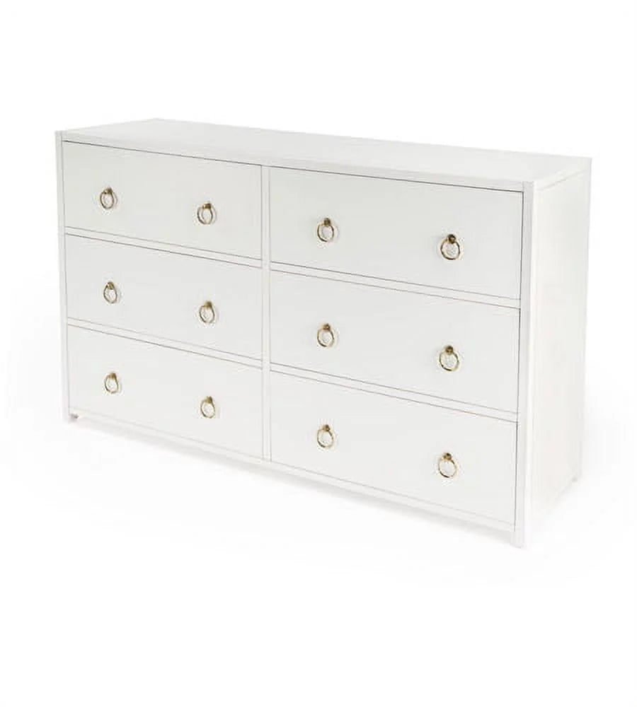 White Wood 6 Drawer Chest R130728