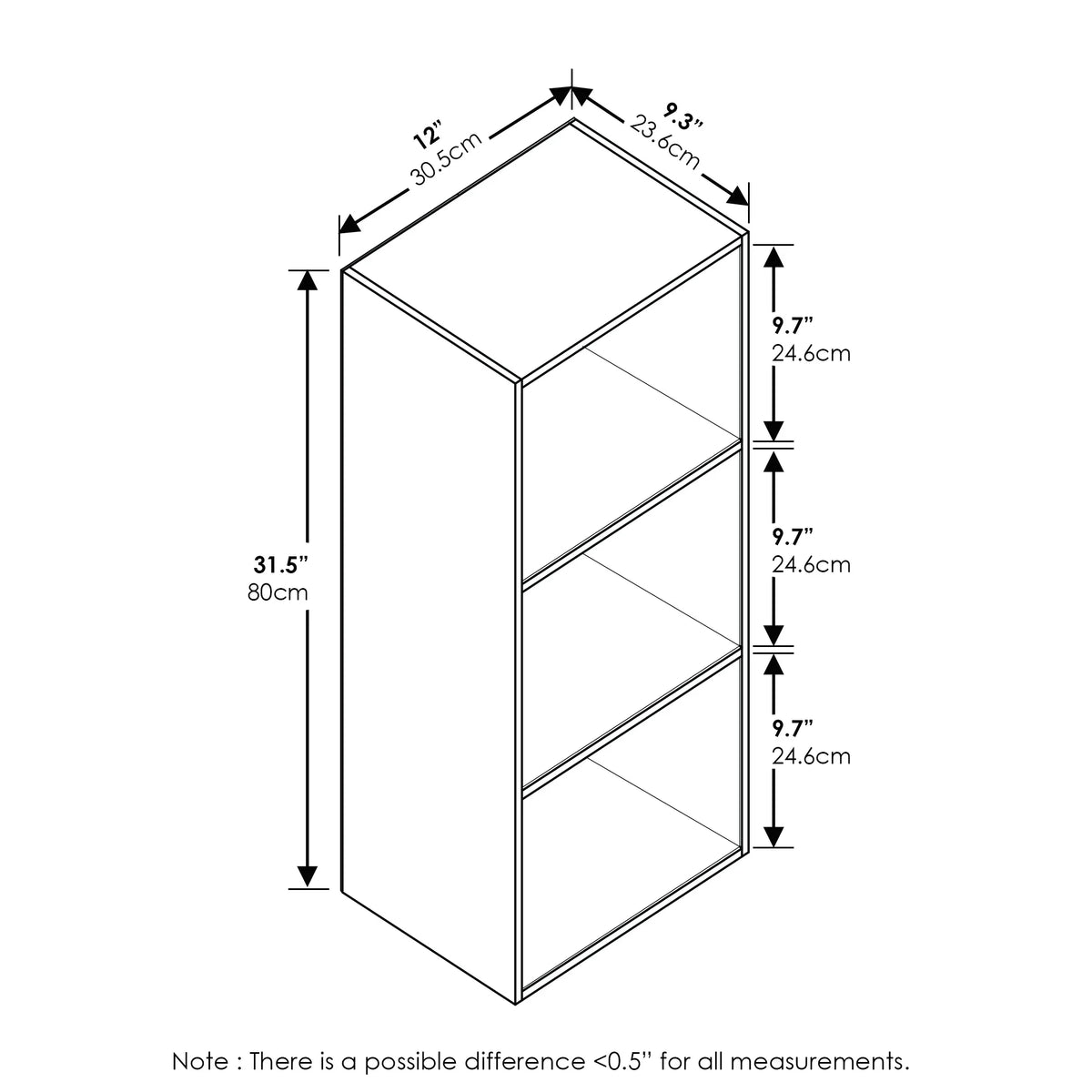 3-Tier Open Shelf Bookcase N1733