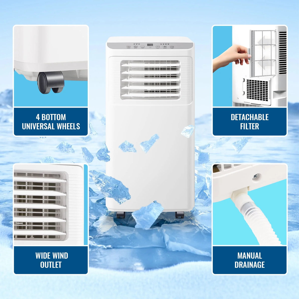 8000 BTU Portable Air Conditioner with Remote Control, White Z3824