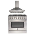 36 Inch Dual Fuel Range and Wall Mount Range Hood L46259