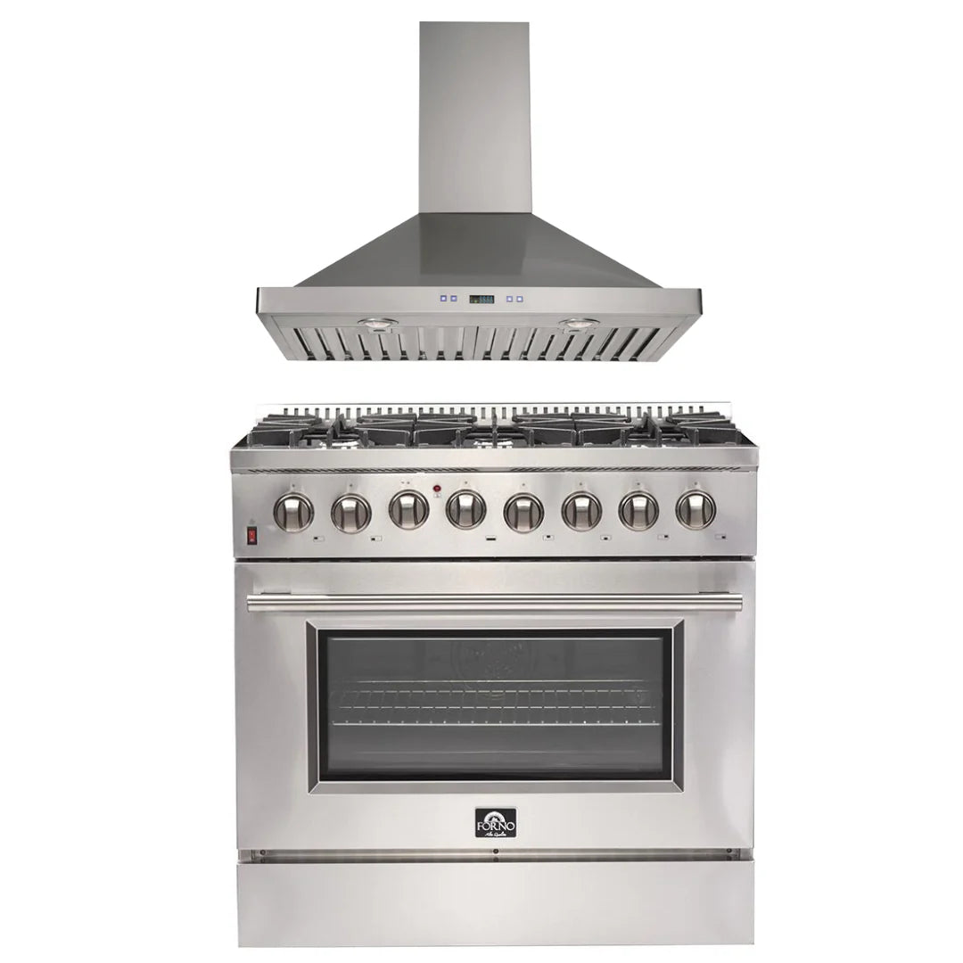 36 Inch Dual Fuel Range and Wall Mount Range Hood L46259