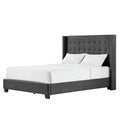 Charcoal Linen Tufted Wingback Bed King B7487