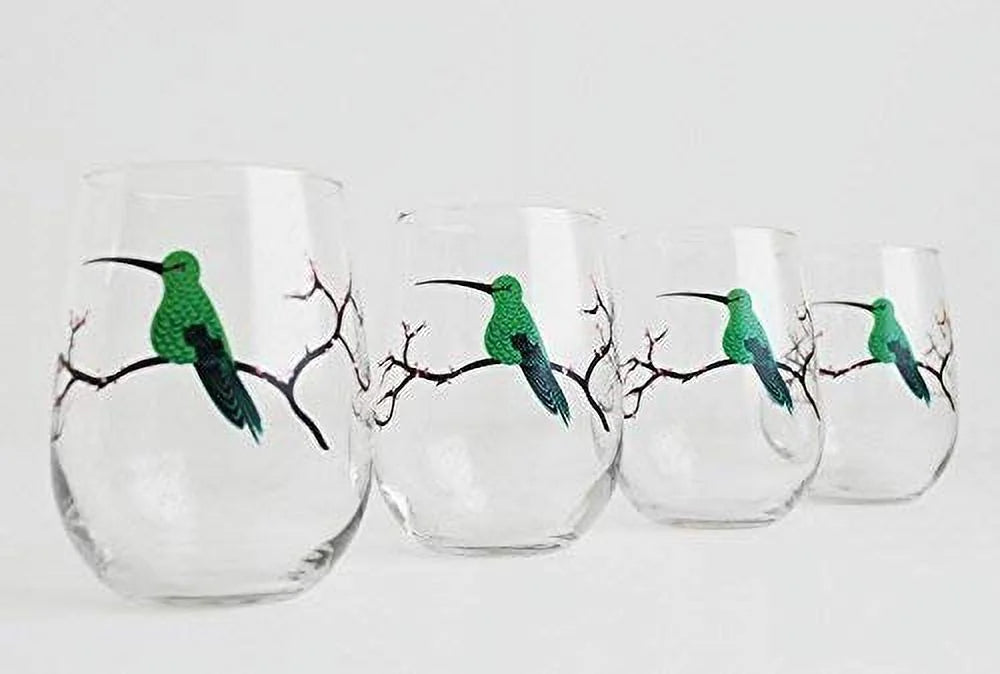 Set Of 4 Stemless Painted Glasses G985