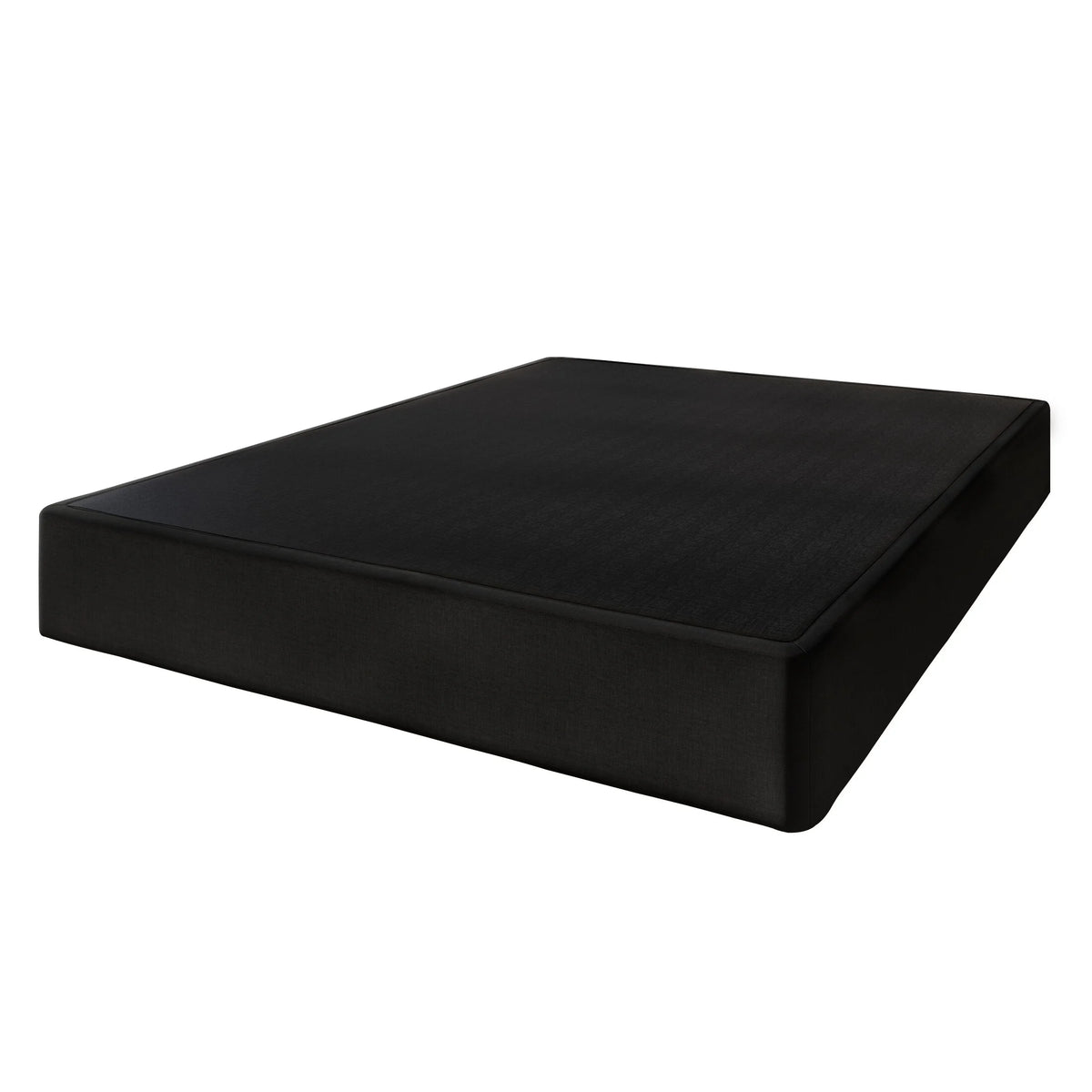 Solid Wood 8-Inch Box Spring Foundation with Wood Slats Black Linen Cover Twin B74513