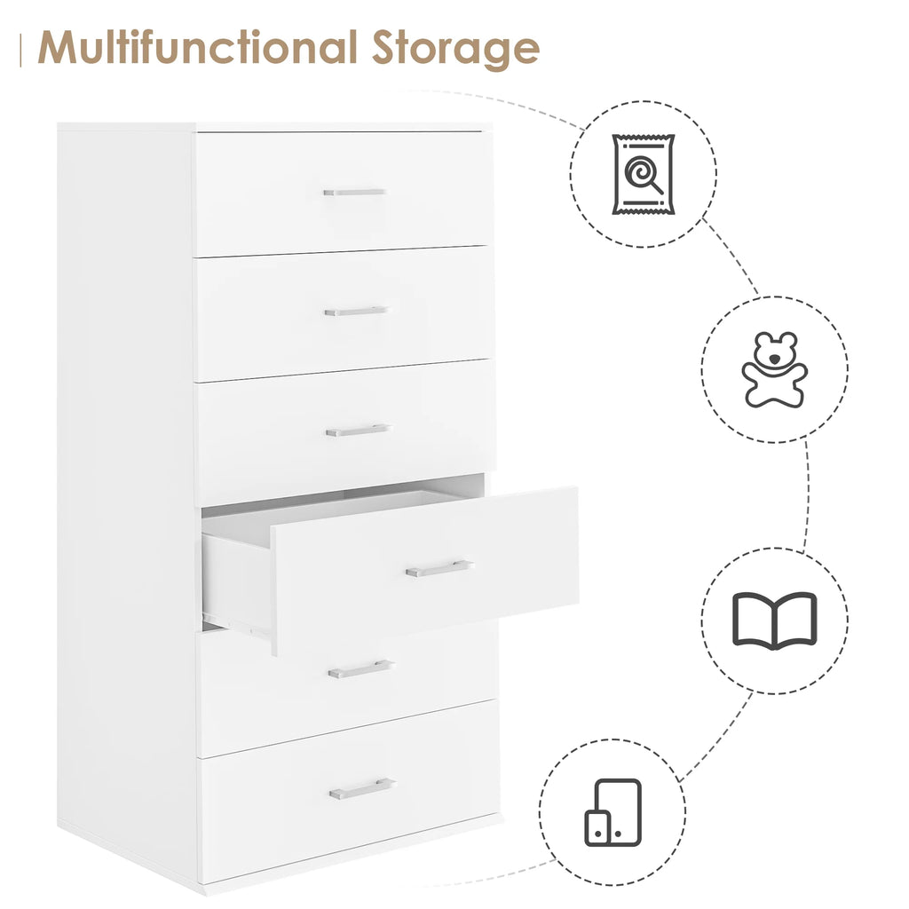 White 6 Drawer Wood Dresser W28392
