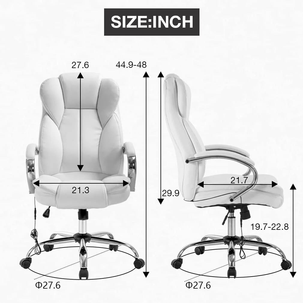 White High Back PU Leather Office Chair with Lumbar Support X2238