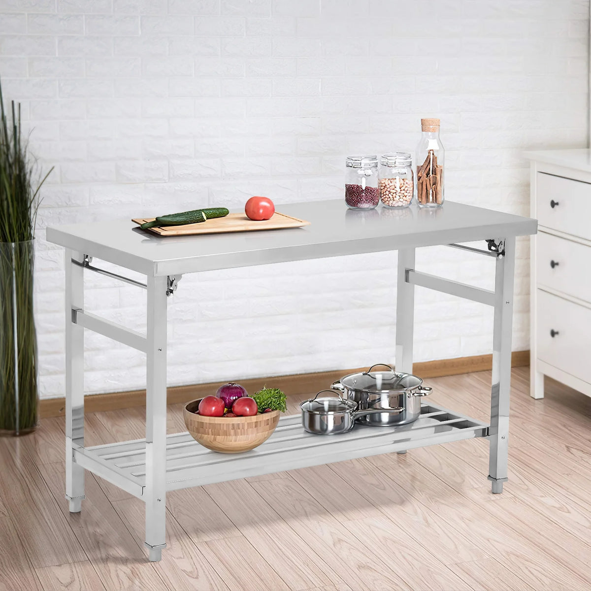 Stainless Steel Table 48x24 Inches with Adjustable Under Shelf B466831