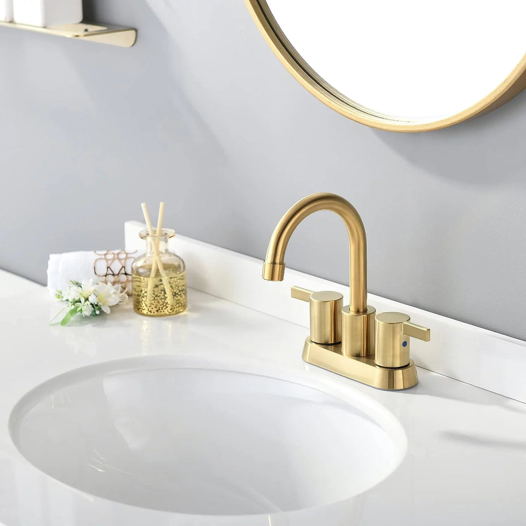 Brushed Gold 2 Handle Centerset Bathroom Faucet P286000