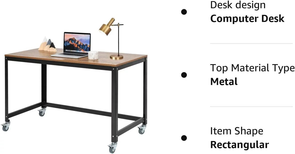 Rolling Computer Desk with 4 Wheels M891