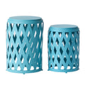 Matte Blue Iron Side Tables Set of 2 Q5251