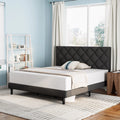 Queen Size Platform Bed with Wingback Headboard Y421