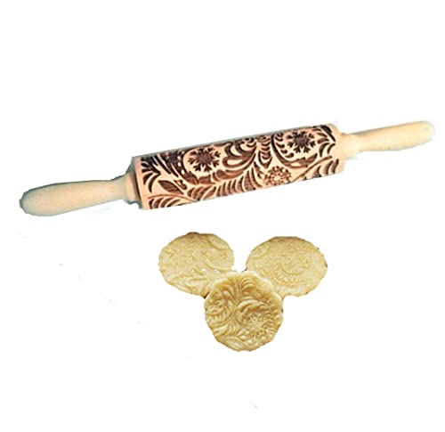 14.9" Paisley Engraved Wooden Rolling Pin S5970