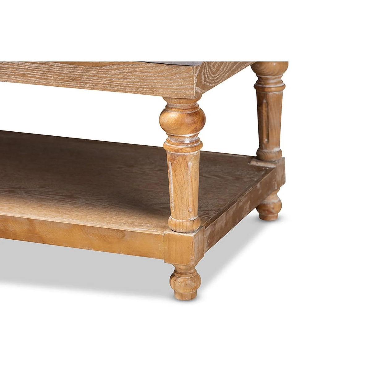 Grey Linen Fabric Storage Bench E92849